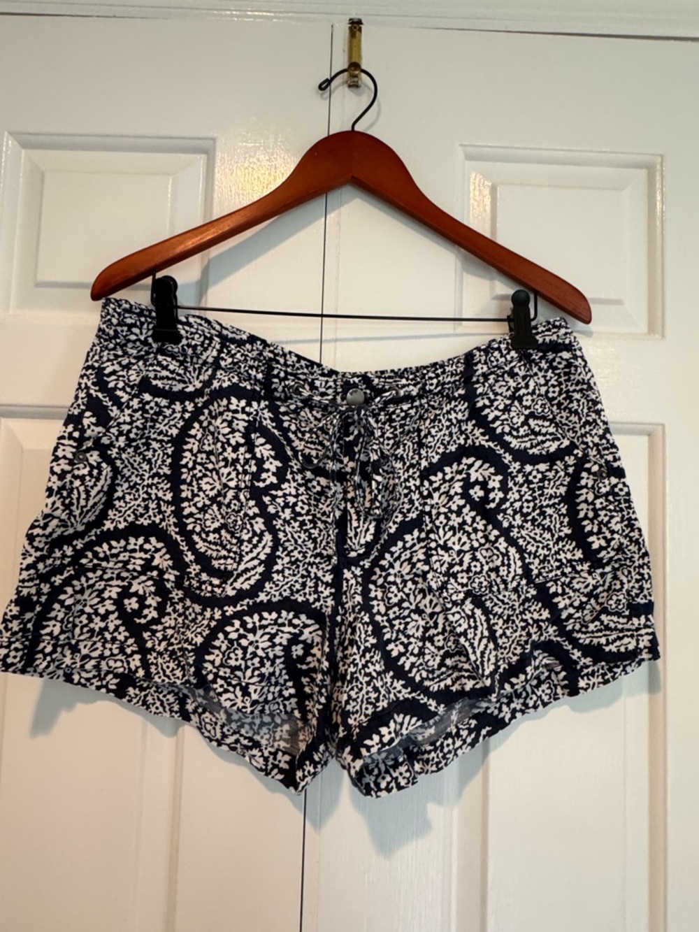 GAP Factory Navy & White Paisley Drawstring Bermuda Shorts
